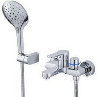 Badewannenarmatur mit 3-Funktionen Handbrause, Einhebel Wannenarmatur, Aufgerüstet Messing Drehbare Umstellung, Badewanne armatur mit Brausehalter von ROVOGO