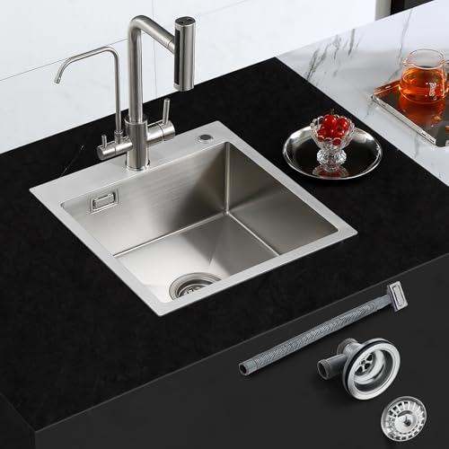 ROVOGO 304 Edelstahl Spülbecken 48 x 45 cm, Spüle Küche mit Ablauf-Set, Küchenspüle mit Löchern für Armatur und Seifenspender, 1 Becken Einbauspüle Gebürstet ROVOGO 304 Edelstahl Spülbecken 48 x 45 cm, Spüle Küche mit Ablauf-Set, Küchenspüle mit Löchern für Armatur und Seifenspender, 1 Becken Einbauspüle Gebürstet von ROVOGO