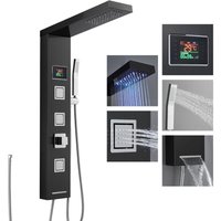 Duschpaneel Led ohne Batterie und Armatur, 5 -Funktion: Led Regendusche, 3 Massagedüsen, Handbrause, Wanneneinlauf und Temperaturanzeige, Schmal von ROVOGO