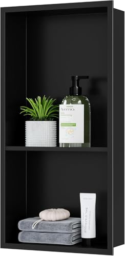 ROVOGO Nano Schwarz Wandnische Dusche Edelstahl 304, Doppel-Duschnische Lagerung für Badezimmer, 60 x 30 x 10 cm von ROVOGO