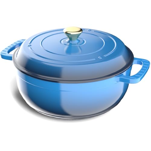 ROVSUN Schmortopf aus emailliertem Gusseisen, rund, 7,5 l Topf mit Deckel und zwei Griffen mit Silikonhandschuhen, ofenfest bis 260 °C, robustes, voreingebranntes Kochgeschirr zum Brotbacken, Schmoren ROVSUN Schmortopf aus emailliertem Gusseisen, rund, 7,5 l Topf mit Deckel und zwei Griffen mit Silikonhandschuhen, ofenfest bis 260 °C, robustes, voreingebranntes Kochgeschirr zum Brotbacken, Schmoren von ROVSUN