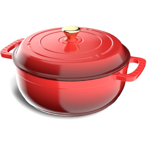 ROVSUN Schmortopf aus emailliertem Gusseisen, rund, 7,5 l Topf mit Deckel und zwei Griffen mit Silikonhandschuhen, ofenfest bis 260 °C, robustes, voreingebranntes Kochgeschirr zum Brotbacken, Schmoren ROVSUN Schmortopf aus emailliertem Gusseisen, rund, 7,5 l Topf mit Deckel und zwei Griffen mit Silikonhandschuhen, ofenfest bis 260 °C, robustes, voreingebranntes Kochgeschirr zum Brotbacken, Schmoren von ROVSUN