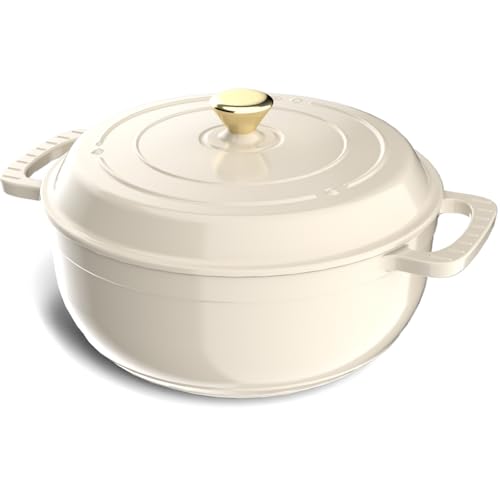 ROVSUN Schmortopf aus emailliertem Gusseisen, rund, 7,5 l Topf mit Deckel und zwei Griffen mit Silikonhandschuhen, ofenfest bis 260 °C, robustes, voreingebranntes Kochgeschirr zum Brotbacken, Schmoren ROVSUN Schmortopf aus emailliertem Gusseisen, rund, 7,5 l Topf mit Deckel und zwei Griffen mit Silikonhandschuhen, ofenfest bis 260 °C, robustes, voreingebranntes Kochgeschirr zum Brotbacken, Schmoren von ROVSUN