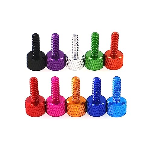 10 Stück Unc 6#-32 * 10mm Aluminiumlegierung Rändelschraube Handrändelschraube Zylinderkopf Handfest anziehen Knopfschraube, Dunkelrot von ROWCES