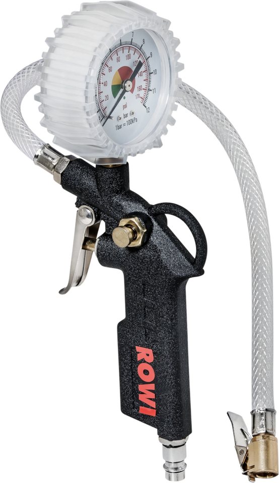 ROWI Druckluftgeräte-Set Reifenfüllmeßgerät 8 bar mit Manometer - DRM 8/1, 1-tlg., Großes Manometer von ROWI