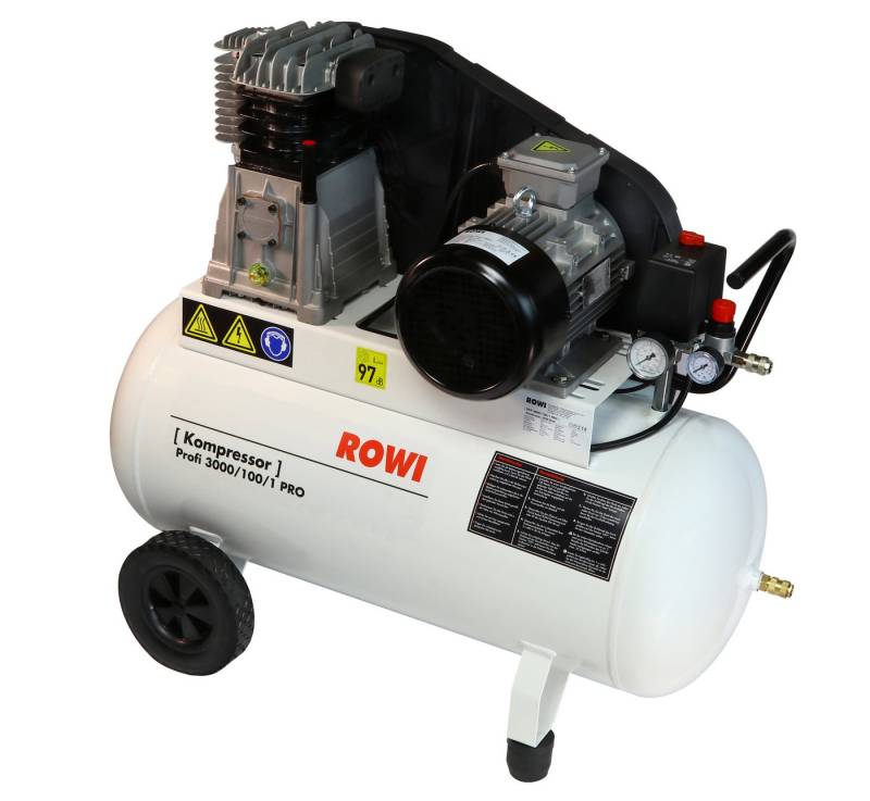 ROWI Kompressor ölgeschmiert Pro-Serie - DKP 3000/100/1 Pro, 3000 W, max. 10 bar, 100 l, Motorleistung 3 kW, 100 Liter Kessel, Made in Europe von ROWI