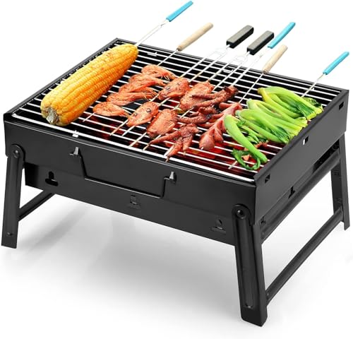 ROXIIFEE Tragbarer Holzkohlegrill, klappbar, 40 x 27 x 20 cm, Mini-Tischgrill für 1-4 Personen, ideal für Garten, Terrasse, Camping ROXIIFEE Tragbarer Holzkohlegrill, klappbar, 40 x 27 x 20 cm, Mini-Tischgrill für 1-4 Personen, ideal für Garten, Terrasse, Camping von ROXIIFEE