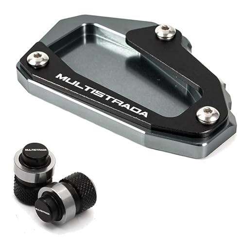 ROXTAN Seitenständer Motorrad Für Ducati Multistrada 950 1100 1260 1200 S GT 1200S V4 Ständer Seitenständer Verlängerung Pad Ventilkappen Zubehör (Color : Grey Combo) von ROXTAN