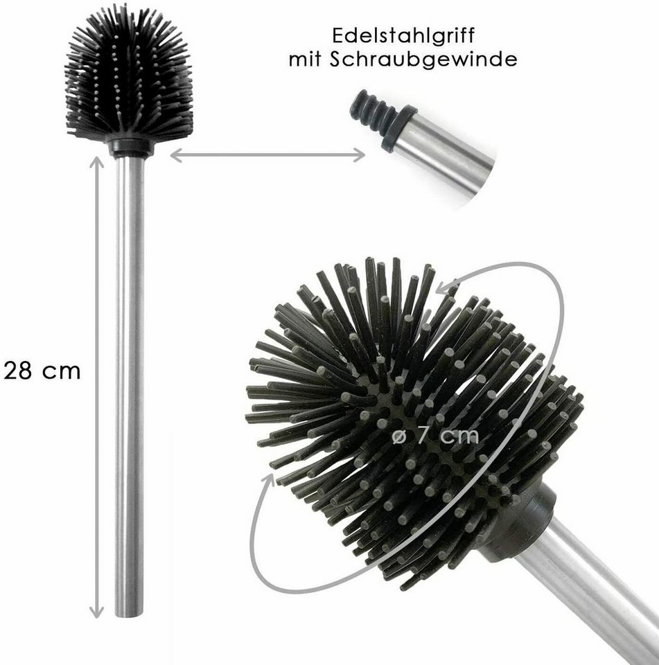 ROXUS WC-Reinigungsbürste SILIKON WC Bürste, Toilettenbürste, Klobürste, WC Ersatzbürste, jedes WC, (Set, 2 teilig), hochwertiger Silikonbürstenkopf von ROXUS