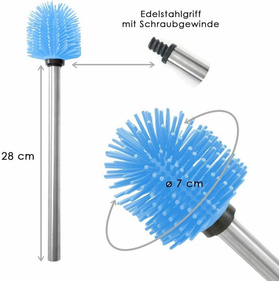 ROXUS WC-Reinigungsbürste SILIKON WC Bürste, Toilettenbürste, Klobürste, WC Ersatzbürste, jedes WC, (Set, 2 teilig), hochwertiger Silikonbürstenkopf von ROXUS