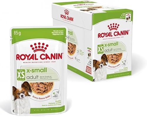 ROYAL CANIN X-Small Adult | 12 x 85 g | Feuchtnahrung für ausgewachsene und besonders kleine Hunde | Ab dem 10. Lebensmonat | Mit Häppchen in Soße | Im Pouchbeutel ROYAL CANIN X-Small Adult | 12 x 85 g | Feuchtnahrung für ausgewachsene und besonders kleine Hunde | Ab dem 10. Lebensmonat | Mit Häppchen in Soße | Im Pouchbeutel von ROYAL CANIN