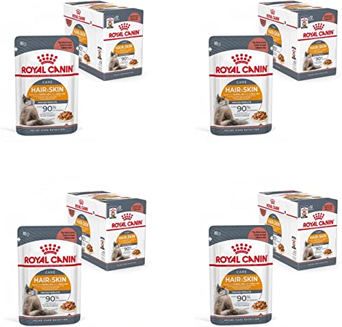 Royal Canin FCN Hair & Skin Loaf | 4er Pack | 4 x 12 x 85 g | Alleinfuttermittel für Adulte Katzen | Kann zu einem gesunden Fell beitragen | Kann dabei helfen das Fell zu unterstützen von ROYAL CANIN