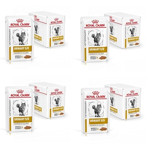 Royal Canin Veterinary Urinary S/O Moderate Calorie | 4er Pack | 4 x 12 x 85 g | Diät-Alleinfuttermittel für Katzen | Zur Auflösung von Struvitsteinen | Niedriger RSS-Wert von ROYAL CANIN