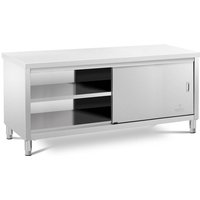 Royal Catering - Arbeitsschrank Edelstahl 200 x 60 cm Edelstahltisch Schiebetüren Gastro von ROYAL CATERING