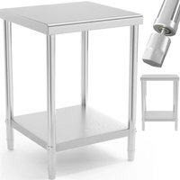 Tisch, zentrale Arbeitsplatte aus Stahl mit Ablage, 60 x 60 cm Tisch, zentrale Arbeitsplatte aus Stahl mit Ablage, 60 x 60 cm von ROYAL CATERING