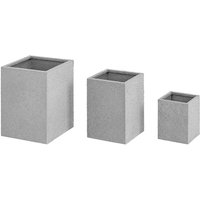 Pflanzkübel 3er-Set Blumentopf Übertöpfe Edelstahl mit Sandstein-Optik von ROYAL CATERING