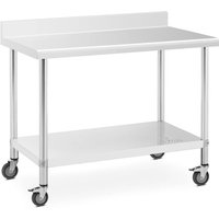 Rollbarer Edelstahl Arbeitstisch Edelstahltisch Aufkantung 60 x 120 cm 158 kg Rollbarer Edelstahl Arbeitstisch Edelstahltisch Aufkantung 60 x 120 cm 158 kg von ROYAL CATERING