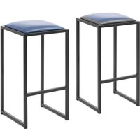 Royal Catering - Barhocker 2er-Set Metall Kunstlederpolster Schwarz/Blau Barstuhl outdoor von ROYAL CATERING