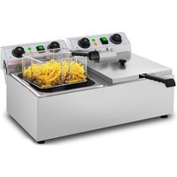 Fritteuse Edelstahl Gastronomie Elektro Fritteuse 2x10 l Kaltzone 2x3200 w Timer von ROYAL CATERING