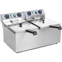 Fritteuse Fritteuse Fritöse Edelstahl Doppel 2 x 13 l Kaltzone 2 x 3200W Profi von ROYAL CATERING