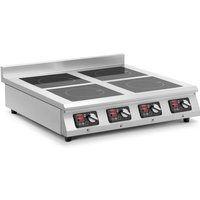 Induktionsplatte Induktionskochplatte 4 Felder mit 4 x 3500 w Timer Edelstahl von ROYAL CATERING