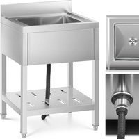 Royal Catering - Spültisch Spülbecken Edelstahlspüle Gastrospüle mit Regal Edelstahl 40x40x25,5cm von ROYAL CATERING