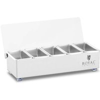 Royal Catering - Zutatenbehälter Aufsatzboard Zutatenbehälter Edelstahl 5 x 0,4 l mit Abdeckung von ROYAL CATERING