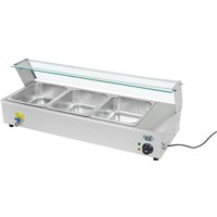 Royal Catering - Speisenwärmer Bain Marie Warmhalter Heiße Theke 3 x gn 1 2 Edelstahl Behälter von ROYAL CATERING