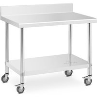 Tisch, Wandarbeitsplatte mit Kante, auf Rollen, 1 Ablage, 100 x 60 cm, bis 155 kg Tisch, Wandarbeitsplatte mit Kante, auf Rollen, 1 Ablage, 100 x 60 cm, bis 155 kg von ROYAL CATERING