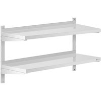 Wandbord Doppel Wandregal Edelstahl Regal 2 Ablagen Hängeregal 100 x 40 cm Wandbord Doppel Wandregal Edelstahl Regal 2 Ablagen Hängeregal 100 x 40 cm von ROYAL CATERING