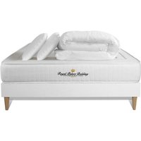 Komplettpaket Bett - Matratze 160x200 cm + Boxspringbett mit Lattenrost (im Set) + 2 Kopfkissen + Bettdecke - Lancaster von ROYAL PALACE BEDDING