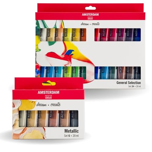 ROYAL TALENS Amsterdam Standard Series Acrylfarben Set 24 x 20 ml + Metallicfarben Set 6 x 20 ml ROYAL TALENS Amsterdam Standard Series Acrylfarben Set 24 x 20 ml + Metallicfarben Set 6 x 20 ml von ROYAL TALENS
