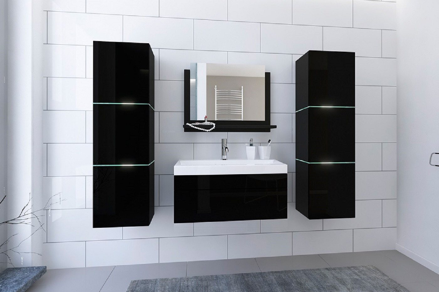 ROYAL24_MARKT Badezimmer-Set - Premium Material für dein Badezimmer., (Komplett Set, 5-St., Lorent Pro), Elegantes Design - Beleuchtung - Qualität und Innovation von ROYAL24_MARKT