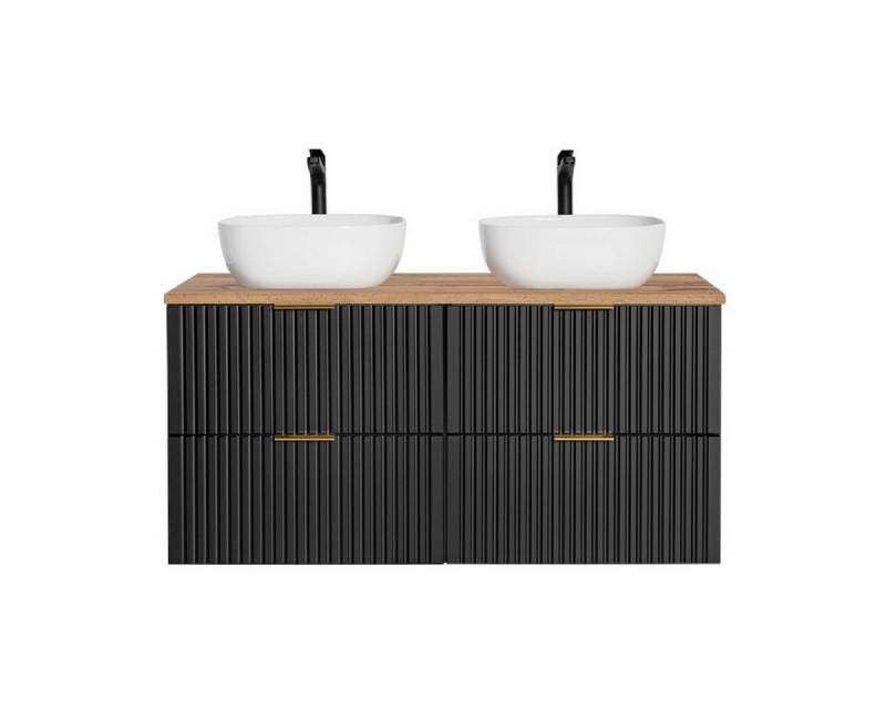 ROYAL24_MARKT Badmöbel-Set - Adel Black A BM132 - 2 Waschtischunterschrank & 2 Schubladen 60cm, (Komplett Set, 5-St., Premium - Adel Black A), Premium – Luxuriös – Elegant. von ROYAL24_MARKT