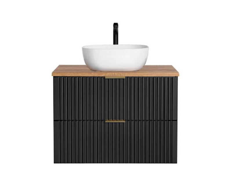 ROYAL24_MARKT Badmöbel-Set - Adel Black A - mit Arbeitsplatte 80cm & Waschtischunterschränke 80cm, (Komplett Set, 3-St., Premium - Adel Black A), Exklusiv – Schick – Perfekt. von ROYAL24_MARKT