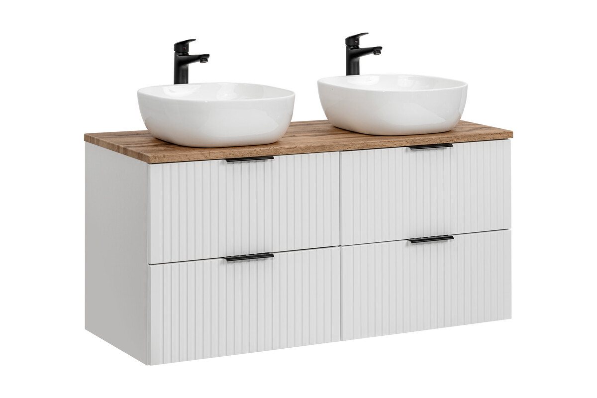 ROYAL24_MARKT Badmöbel-Set - Adel White A BM245 - mit 2 Waschtischunterschrank 60 cm, (Komplett Set, 5-St., Premium - Adel White A), Modern – Fein – Exzellent von ROYAL24_MARKT