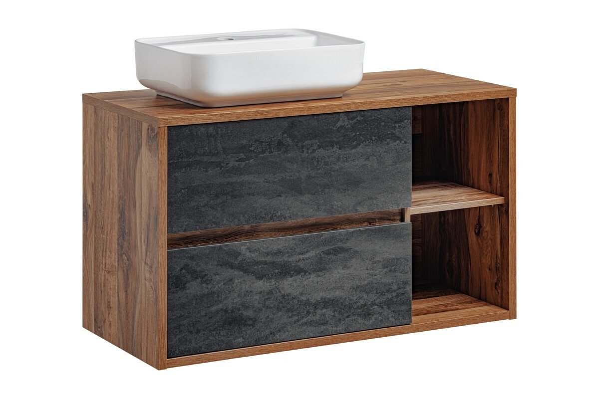 ROYAL24_MARKT Badmöbel-Set - Hampton H BM178 - 100 cm mit Aufsatzbecken, (Komplett Set, 2-St., Premium - Hampton H), Modern – Fein – Exzellent von ROYAL24_MARKT