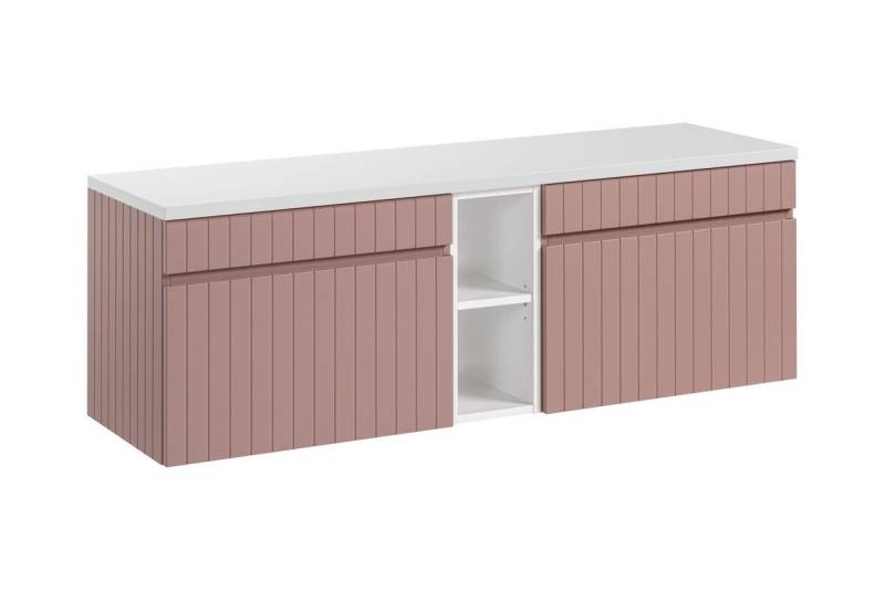 ROYAL24_MARKT Badmöbel-Set - Iconic Rose I - 140 cm 2 Waschbeckenunterschränke & Aufsatzschrank, (Komplett Set, 4-St., Premium - Iconic Rose I), Premium – Luxuriös – Elegant von ROYAL24_MARKT