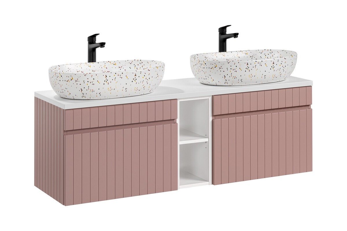 ROYAL24_MARKT Badmöbel-Set - Iconic Rose I BM46 - mit 2 Waschbecken unterschrank, (Komplett Set, 6-St., Premium - Iconic Rose I), Top – Fein – Präzise. von ROYAL24_MARKT