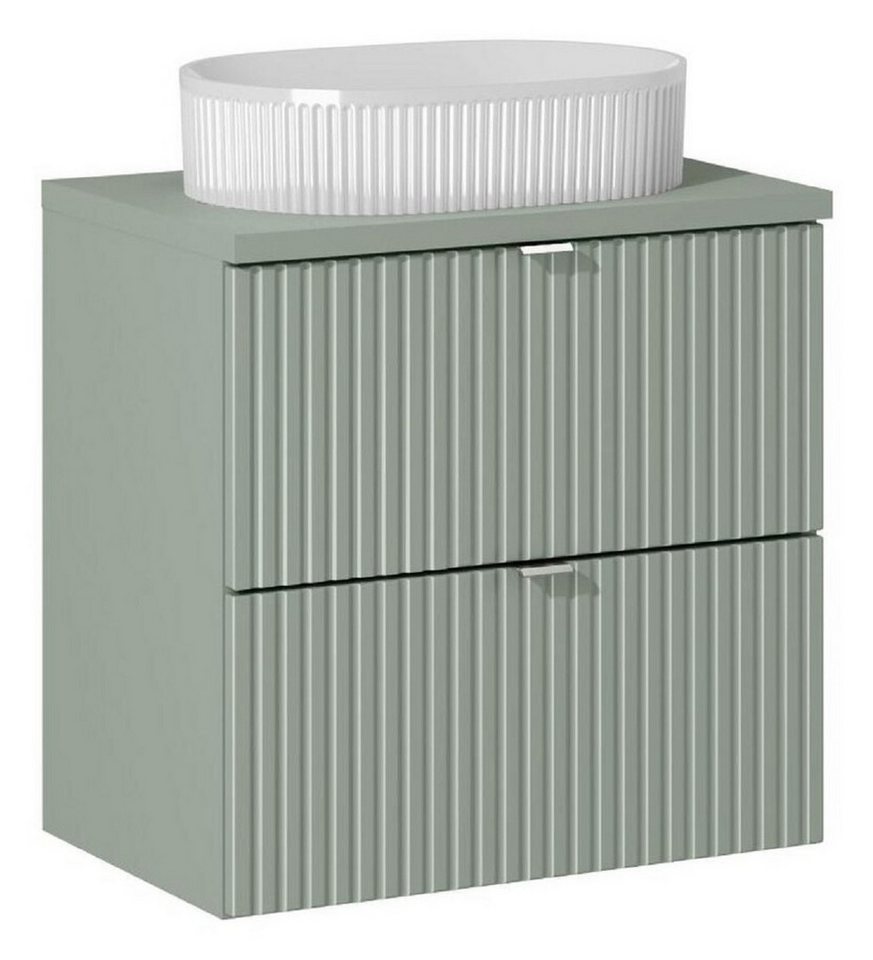ROYAL24_MARKT Badmöbel-Set - Line Reed Green L BM80 - mit Aufsatzwaschbecken (Beyond-Modell), (Komplett Set, 3-St., Premium - Line Reed Green L), Fein – Klassisch – Hochwertig von ROYAL24_MARKT