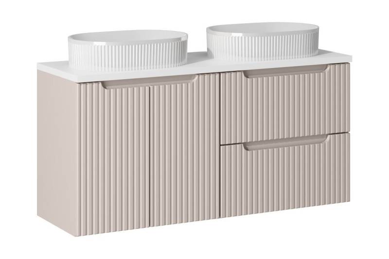 ROYAL24_MARKT Badmöbel-Set - Nova Cashmere N - mit 2 Waschbeckenunterschrank & Arbeitsplatte120cm, (Komplett Set, 5-St., Premium - Nova Cashmere N), Modern – Fein – Exzellent. von ROYAL24_MARKT