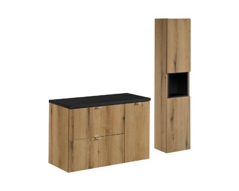 ROYAL24_MARKT Badmöbel-Set - Nova Oak N BM251 - Mit Hochschrank & Waschbeckenunterschrank, (Komplett Set, 5-St., Premium - Nova Oak N), Hochwertig – Klassisch – Stilvoll. von ROYAL24_MARKT