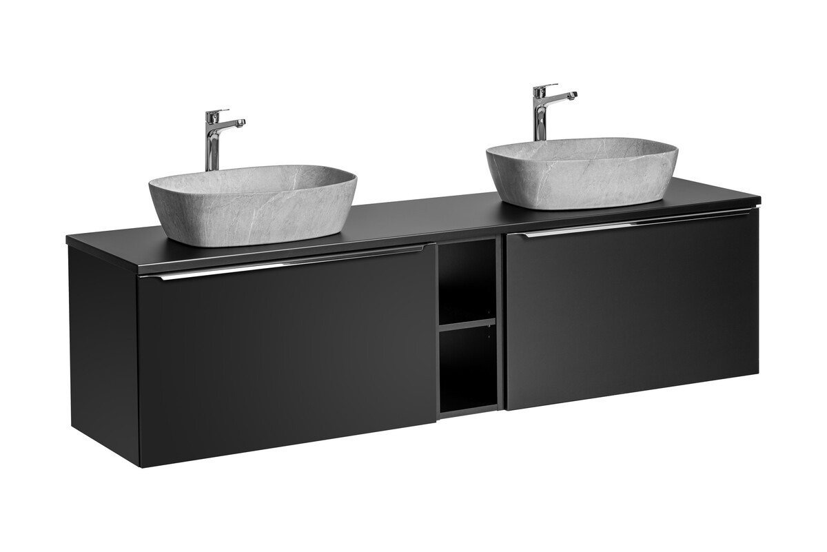 ROYAL24_MARKT Badmöbel-Set - Santa Fe Black S - 180 cm mit Aufsatzbecken, (Komplett Set, 6-St., Premium - Santa Fe Black S), Stilvoll – Schick – Exzellent von ROYAL24_MARKT