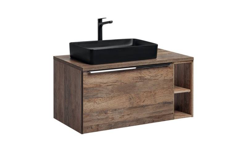 ROYAL24_MARKT Badmöbel-Set - Santa Fe Oka S - Mit Arbeitsplatte 100 cm,1 Waschbeckenunterschrank, (Komplett Set, 4-St., Premium - Santa Fe Oak S), Luxus – Modern – Präzise. von ROYAL24_MARKT