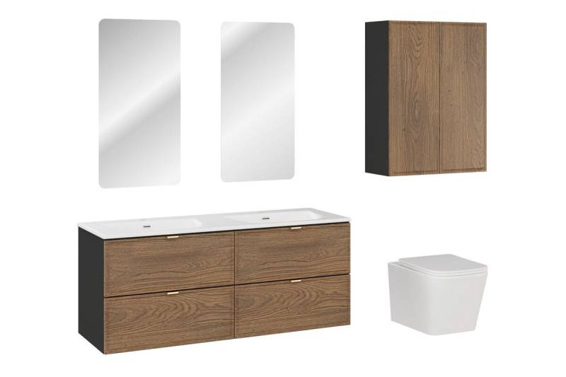 ROYAL24_MARKT Badmöbel-Set - Talia Casella T BM92 - Möbelwaschbecken, Halbsäulen & LED-Spiegeln, (Komplett Set, 8-St., Premium - Talia Casella T), Luxus – Edel – Zeitlos. von ROYAL24_MARKT