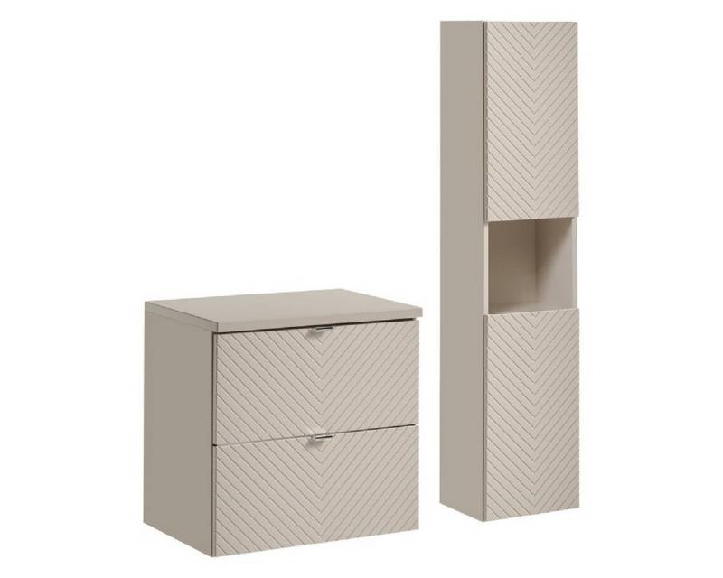 ROYAL24_MARKT Badmöbel-Set - Viva Cashmere V - Mit Hochschrank & Waschbeckenunterschrank 60 cm ., (Komplett Set, 3-St., Premium - Viva Cashmere V), Modern – Fein – Exzellent. von ROYAL24_MARKT