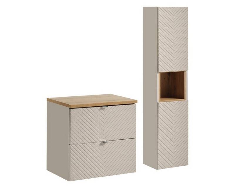 ROYAL24_MARKT Badmöbel-Set - Viva Cashmere V - Mit Hochschrank & Waschbeckenunterschrank 60 cm ., (Komplett Set, 4-St., Premium - Viva Cashmere V), Modern – Fein – Exzellent. von ROYAL24_MARKT