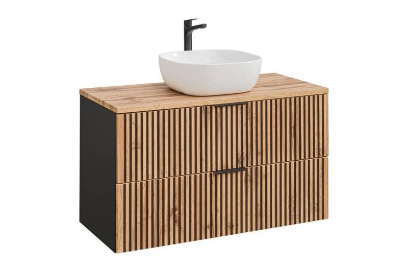 ROYAL24_MARKT Badmöbel-Set - Xilo X BM169 - 100 cm mit Aufsatzbecken, (Komplett Set, 3-St., Premium - Xilo X), Premium – Zeitlos – Edel. von ROYAL24_MARKT