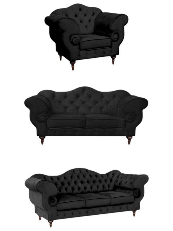 ROYAL24_MARKT Chesterfield-Sofa Gloria - Premium Set - Handgemacht - Bestseller -, Set 3-2-1 - 3 Teile, Luxuriös - Zeitlos - Elegant von ROYAL24_MARKT