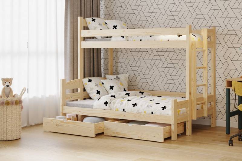 ROYAL24_MARKT Etagenbett links - Ökologisch lackiertes Hochbett für Kinder. (Komplett Set, 1-St., Premium - Etagenbett), Top Stoffe - Exklusiv - Hochwertig. von ROYAL24_MARKT